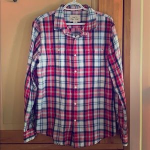 Long Sleeve Button Down Plaid Shirt - Medium